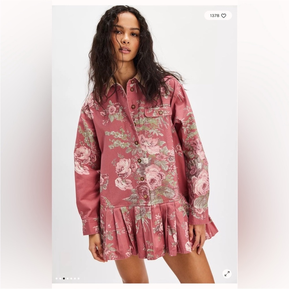FREE PEOPLE Connor Printed Mini Dress - Mauveglow Combo Size M